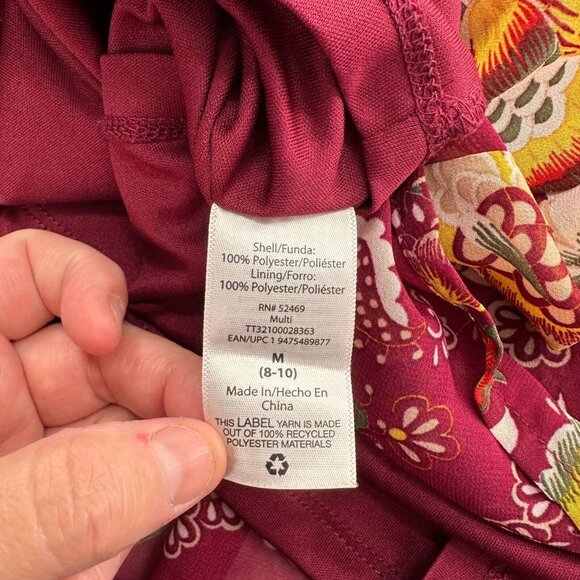 Time & Tru Floral Boho Dress M Multicolor Long Sleeve Peasant Pleated Babydoll b - Picture 5 of 12